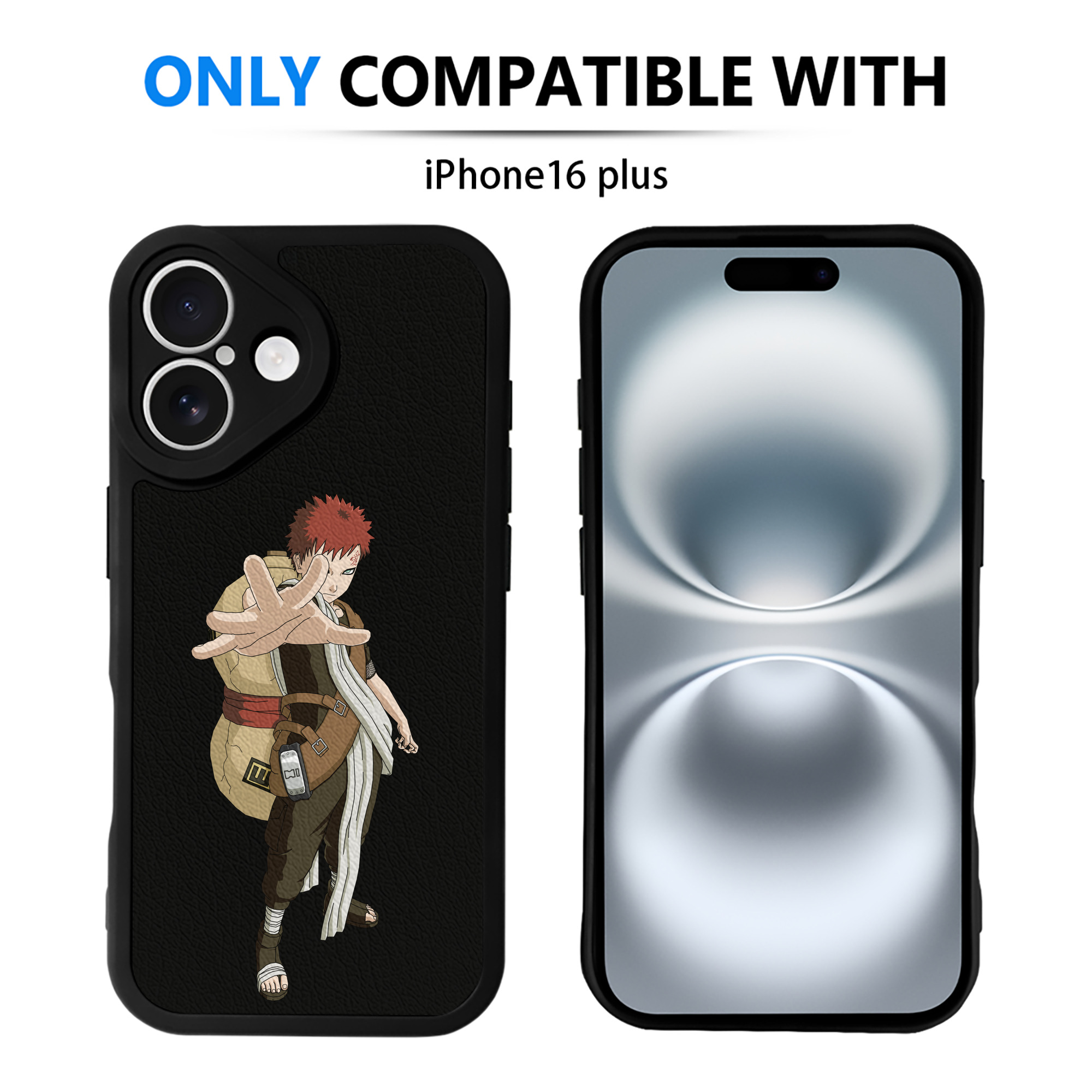 （画像用） NARUTO -ナルト- ガアラ Gaara 【iPhone 16シリーズ対応】シリコンスマホケース（レザー調） 材質：シリコン